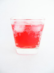 Glass with juice and ice