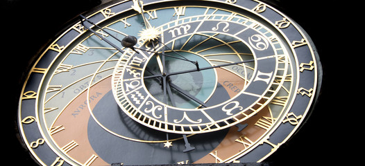 Naklejka premium detail of very old astronomical clock from the Prague