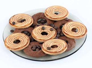 Sweet cookies with coffee grains.