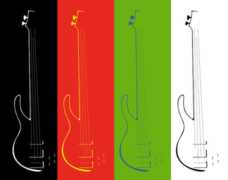 bass guitars on colorful backgrounds clip art preview