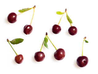 cherry set isolated on white background