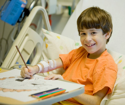 Little Boy In Hospital Feeling Much Better