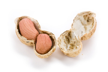 Peanuts with white background, close up