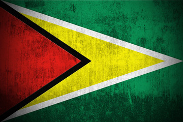 Weathered Flag Of Guyana, fabric textured..