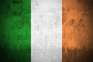 Weathered Flag Of Ireland, fabric textured..