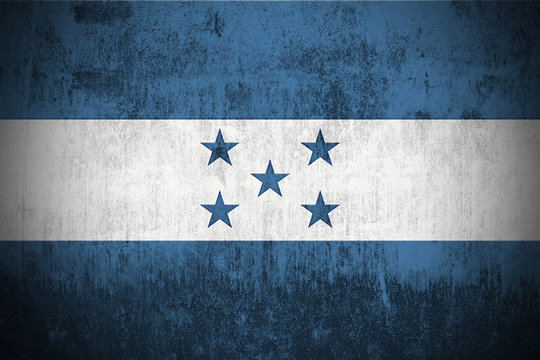 Weathered Flag Of Honduras, Fabric Textured..