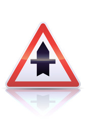 Intersection avec une route non prioritaire (reflet métal)