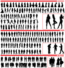 hundreds of people silhouettes
