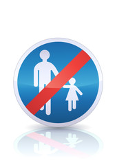 Fin de chemin obligatoire pour piétons (reflet métal)