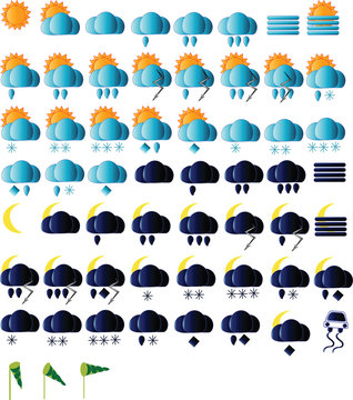 Weather icons for all seasons, day and night