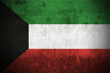 Weathered Flag Of Kuwait, fabric textured..