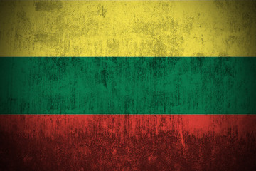 Weathered Flag Of Lithuania, fabric textured..