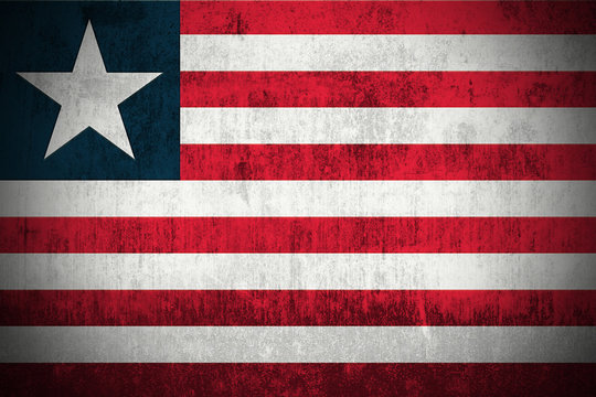 Weathered Flag Of Liberia, fabric textured..