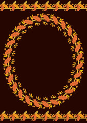 frame and seamless borders with leaves of oak