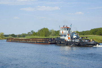 barge on river