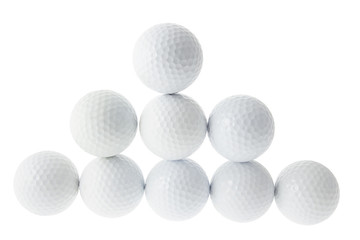 Stack of Golf Balls on White Background