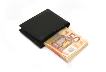 Wallet with euro money