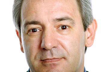 mature casual man portrait, isolated on white