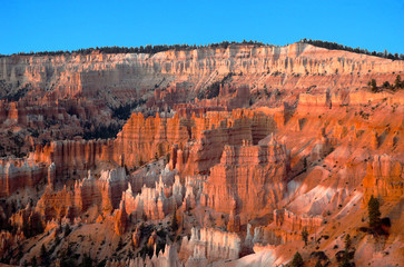 Sunrise on the beautiful panorama of Bryce cf Canyon