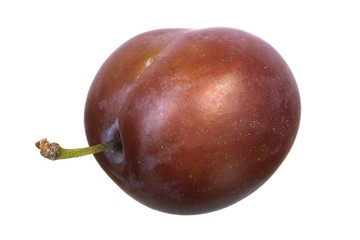 Fresh dark plum isolated on white background