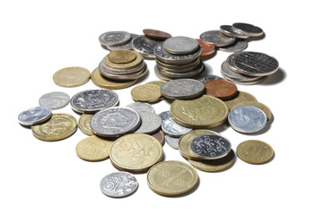 Various coins isolated