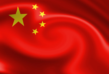 Chinese flag waving in the wind