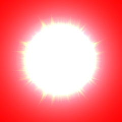 Hot summer sun on a red background