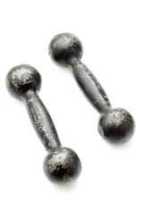 Old dumbbells isolated on a white background