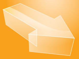 Illustration of a 3d translucent arrow pointing right
