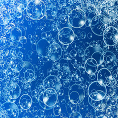 water bubbles on a soft blue background