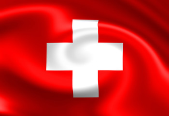 Swiss flag waving in the wind