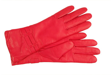 Black female glove on a white background