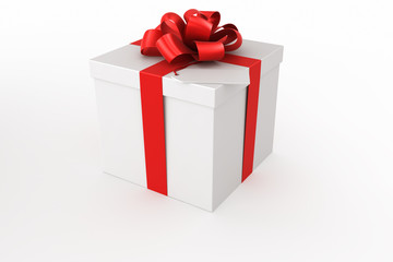 3d rendering of a white gift box with a tag