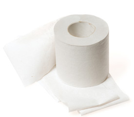 White rolled toilet paper isolated