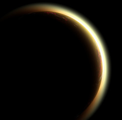 The sunrise in space on a black background