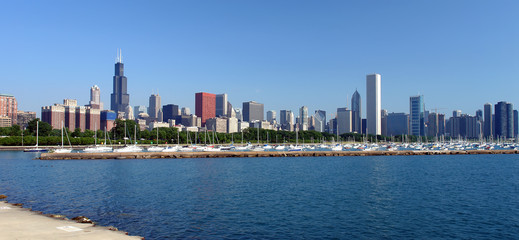 Fototapeta na wymiar Chicago's skyline at the morning