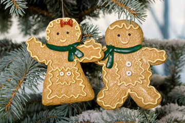 Together at Christmas male and female gingerbreads