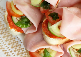 close up sandwiches on the table