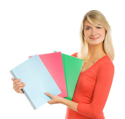 Fototapeta premium Attractive teenage girl with notebooks