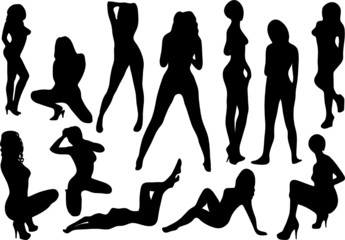 Group of posing models vector illustration