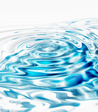 Crystal clear water ripples on white background