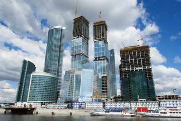 The huge construction site of the Moscow City