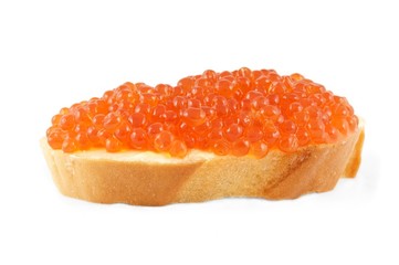 Sandwich with caviar isolated on white