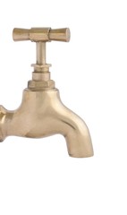 Old metal faucet isolated on white