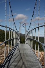 Suspended bridge in a national park, Sweden