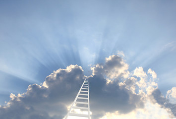 Conceptual image - 3d ladder in the sky © frenta