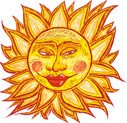 italian ancient sun in old engrave style.