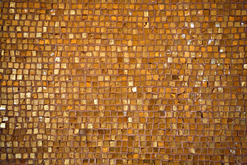 old golden mosaic floor background in romanian monastery