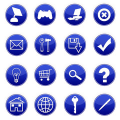 16 icones web bleu
