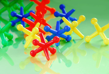 Array of colorful jacks child's toy
